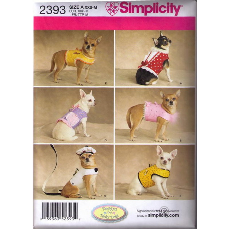 Simplicity 2393 Tøj til små hunde, vest