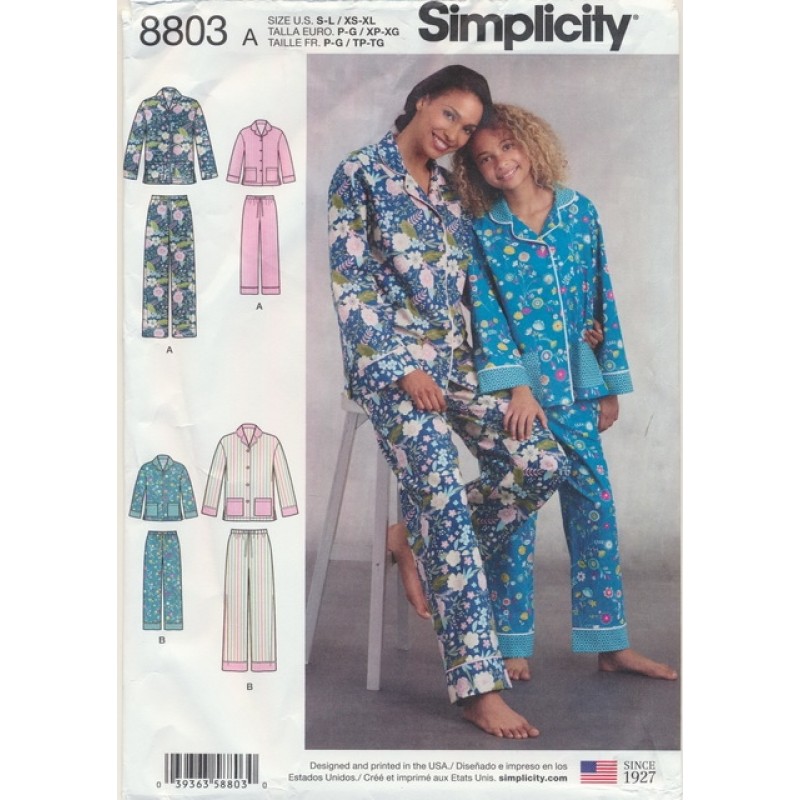 Simplicity 8803 Pyjamas til dame og pige