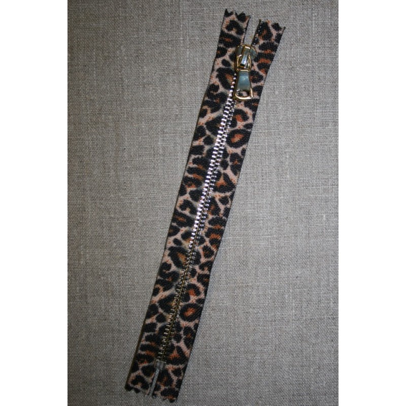 18 cm. lynlås metal leopard/guld