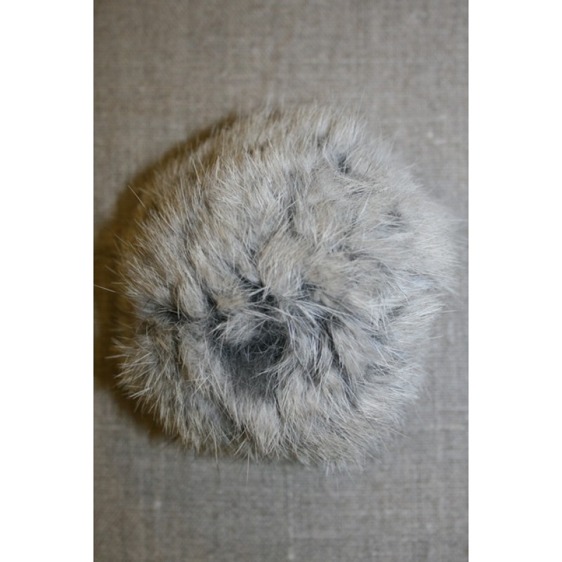 Pels-pompon af kanin, 100 mm. grå