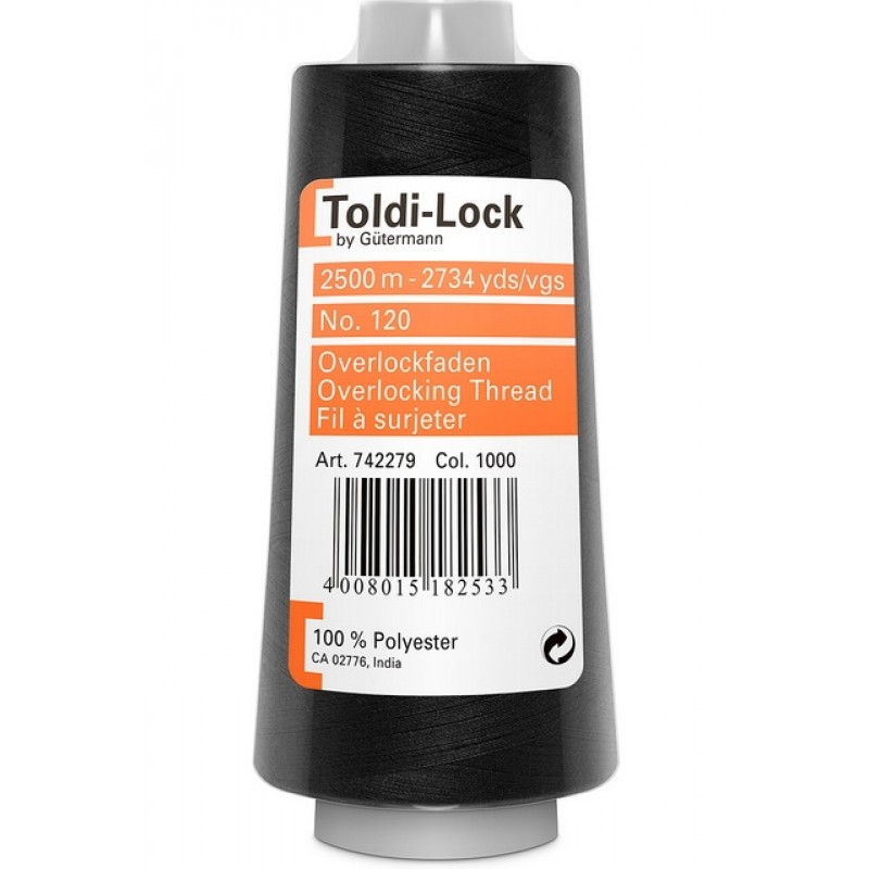 Overlocktråd 2500 meter i Sort | Toldi-Lock 