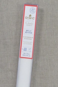 DMC broderistof i bomuld i hvid - 25 ct -10 F/cm - 50,8x61 cm.