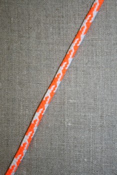 Anoraksnor 6 mm. i hanefjeds-look, hvid/neon orange