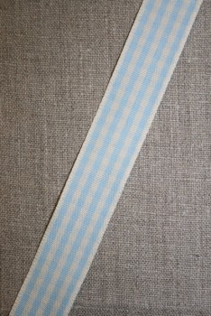 Ternet bånd off-white/lyseblå, 25 mm.
