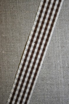 Ternet bånd off-white/mørkebrun, 25 mm.