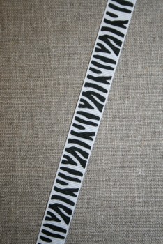 Grossgrain-bånd med zebra-striber 15 mm.