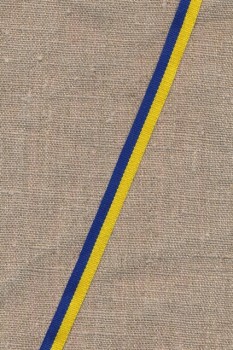Bånd striber i klar blå og gul, 10 mm.