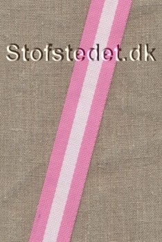 Kraftig gjordbånd 30 mm. stribet i pink og lyserød