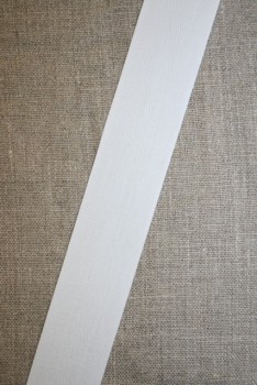 Bomuldsbånd - Gjordbånd sildebensvævet i hvid, 30 mm.