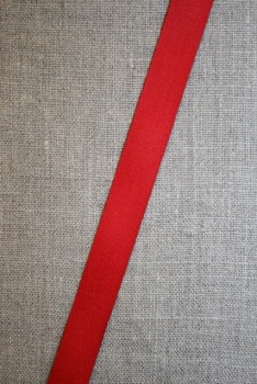 Rest Bomuldsbånd - Gjordbånd sildebensvævet i rød 15 mm., 180 cm.
