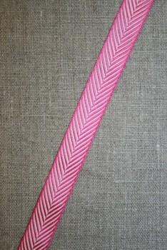 Rest Grosgrainbånd med sildeben pink og hvid- 85 cm. 