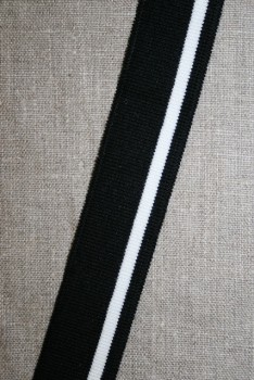 Ribkant stribet sort og hvid 30 mm x 110 cm.