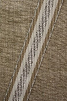 Sportsbånd stribet med lurex off-white sand sølv, 25 mm.