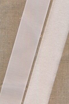 Rest 50 mm velcro hvid med lim - selvklæbende, 80 cm. hook