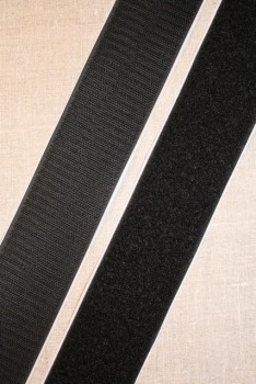 50 mm velcro sort med lim - selvklæbende