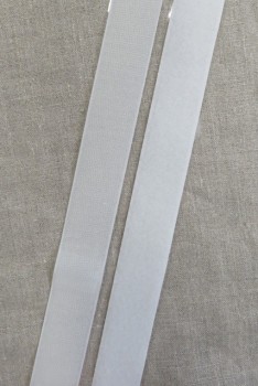 30 mm. velcro med lim- selvklæbende, hvid - Hook
