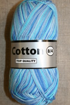 Flerfarvet Cotton 8/4 blå turkis lyseblå