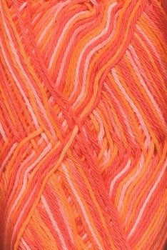 Flerfarvet Cotton 8/4 orange, koral, laks