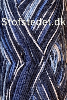 Strømpegarn Sokkengaren fv.21 i mørkeblå, klar blå, denim
