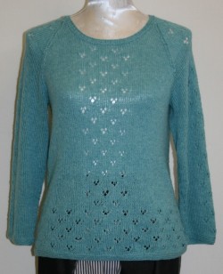 Bluse med hul-mønster model 1708 strikket i Organic 350 / Cotton Linen