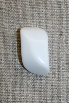 Aflang hvid knap, 28 mm.