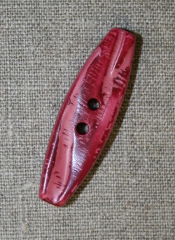 Aflang 2-huls knap, rød/koral