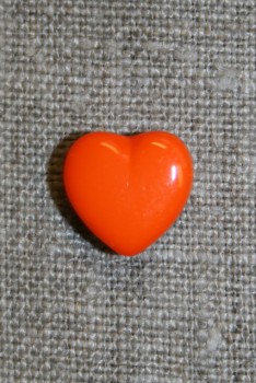 Orange hjerte-knap, 13 mm.