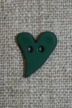 Skæv hjerte-knap mørkegrøn, 17 mm.