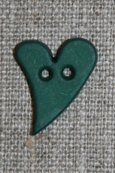 Skæv hjerte-knap mørkegrøn, 20 mm.