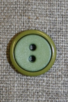 2-farvet knap lime/løvgrøn, 15 mm.