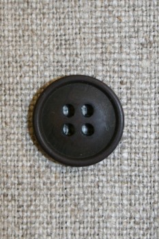 Mørkebrun 4-huls knap, 15 mm