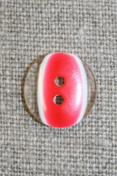 2-huls knap klar/rød, 15 mm.