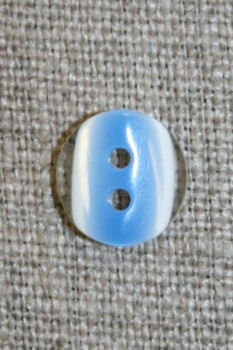 2-huls knap klar/blå, 11 mm.