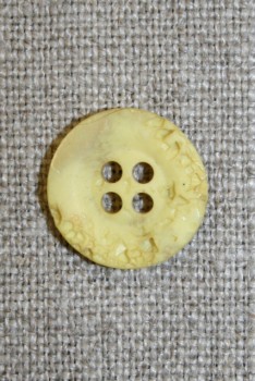 4-huls knap krakeleret lys gul, 15 mm.
