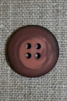 4-huls knap meleret mørk brun-rosa, 20 mm.
