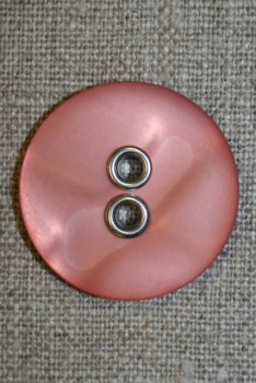 Knap m/sølv-huller, rosa 31 mm.