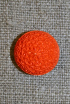 Rund knap m/mønster, 15 mm. orange