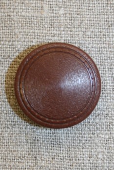 Brun knap m/mønster-kant, 25 mm.