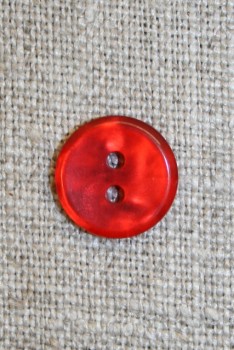 Rød meleret 2-huls knap, 13 mm.