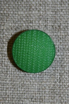 Rund grøn knap m/flet-mønster, 15 mm.
