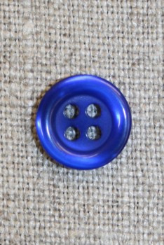 4-huls knap koboltblå, 12 mm.