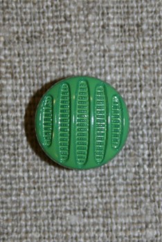 Rund knap m/striber, grøn 13 mm.