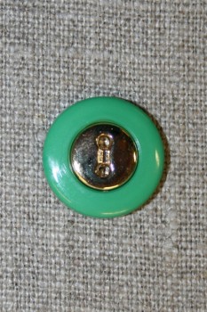 Brilliant-grøn knap m/guld midte 18 mm.