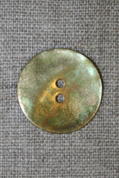 Perlemorsknap guld/lime, 25 mm.