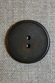 Mørkebrun 2-huls knap 28 mm.