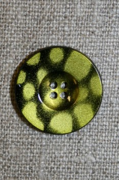 4-huls knap m/pletter sort/lime, 20 mm.