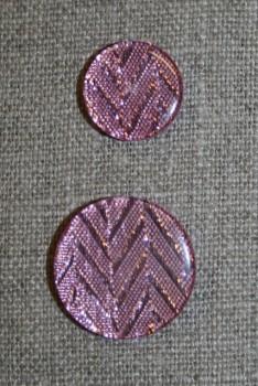 Knap m/glimmer zigzag, rosa, 20 mm