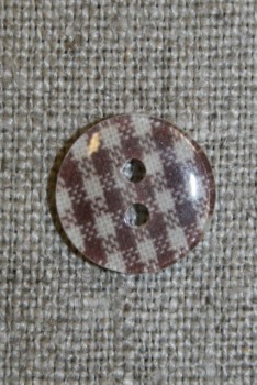 Ternet 2-huls knap brun/hvid, 14 mm.