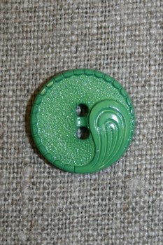 Grøn 2-huls knap m/sjals-mønster