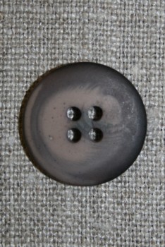 Mørkebrun/støvet brun meleret 4-huls knap, 20 mm.